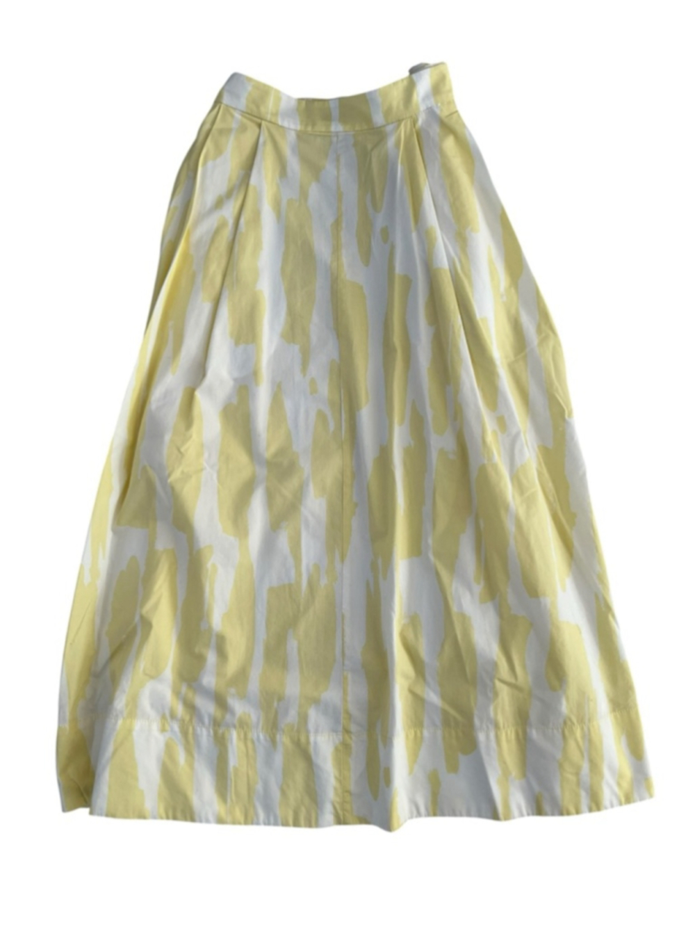 ZARA Yellow White Abstract Print Midi Skirt Summer L - Picture 3 of 5